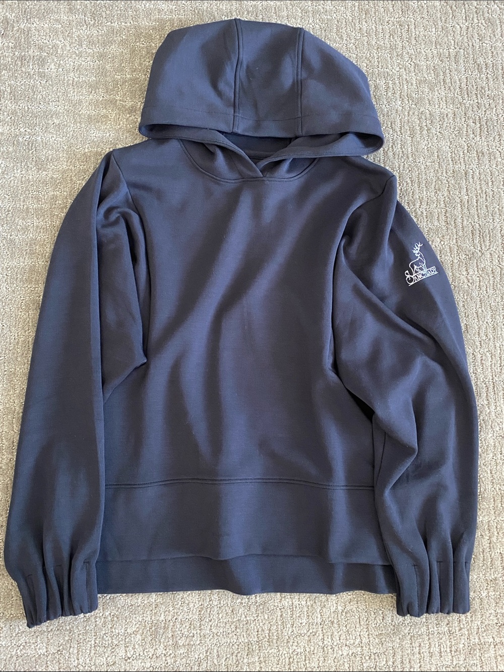 Peter Millar Black Flora Knit Hoodie with Sanctuary Golf Course Sleeve Logo